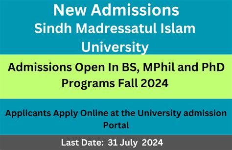 sindh madressatul islam university|Admissions Fall 2024 .